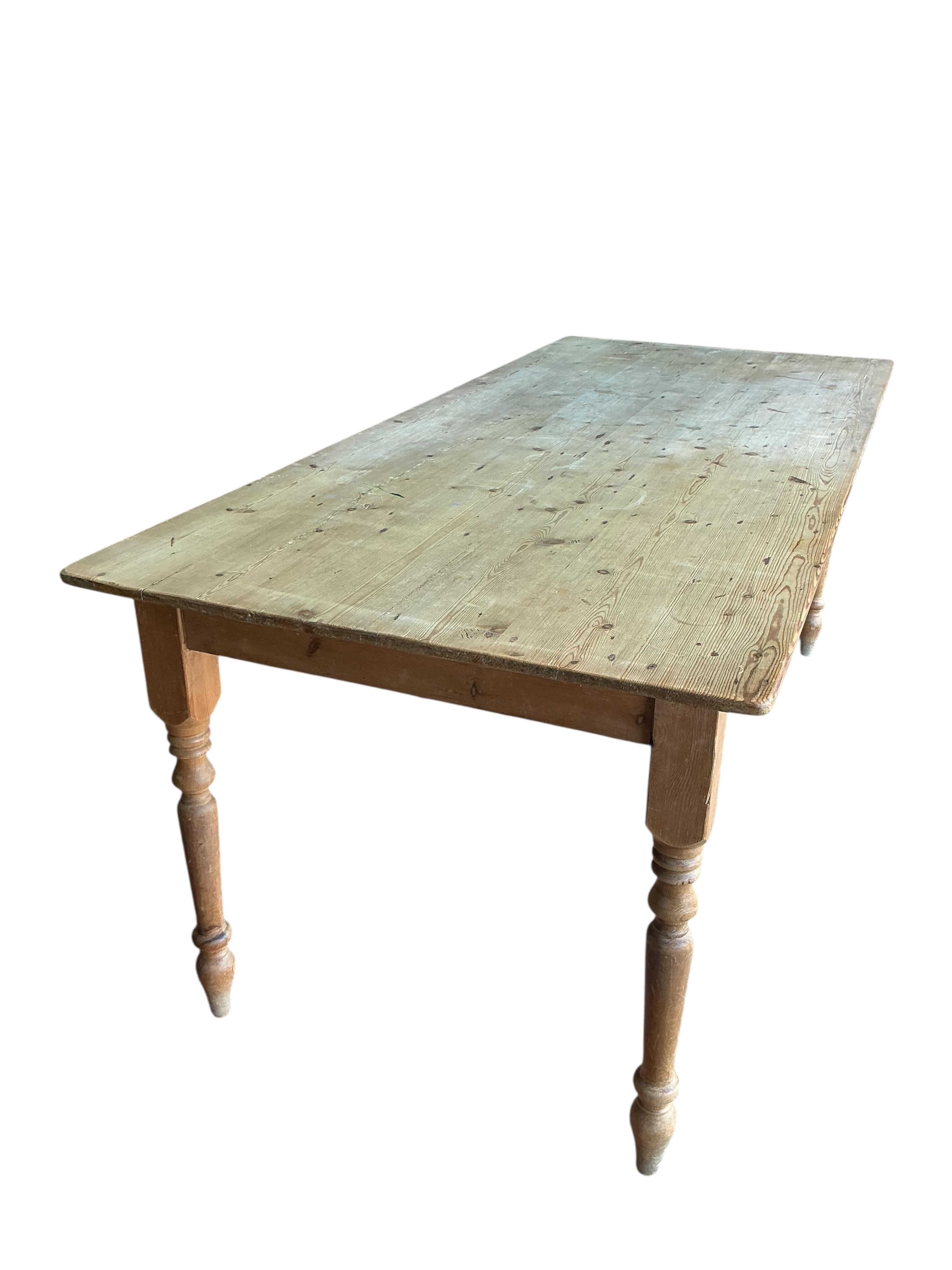 A Victorian style rectangular pine kitchen table, width 190cm, depth 82cm, height 75cm